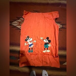 RARE vintage Italian embroidered pink/orange Disney Mickey & Minnie dress